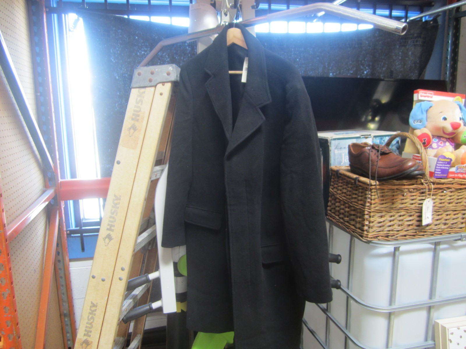 Banana Republic Mens 90% Wool 10% Cashmere Black Long Overcoat Jacket Medium