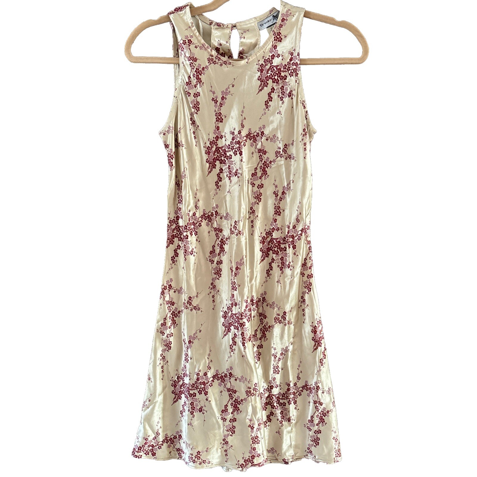 Breakin’ Loose Satin Dress XS Asian Cherry Blossoms Vintage Y2k 90’s USA Made