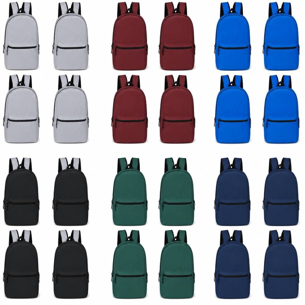 24 Pack Kids Backpacks Bulk 15″ School Bookbags Wholesale Bags 6 Assorted Colors
