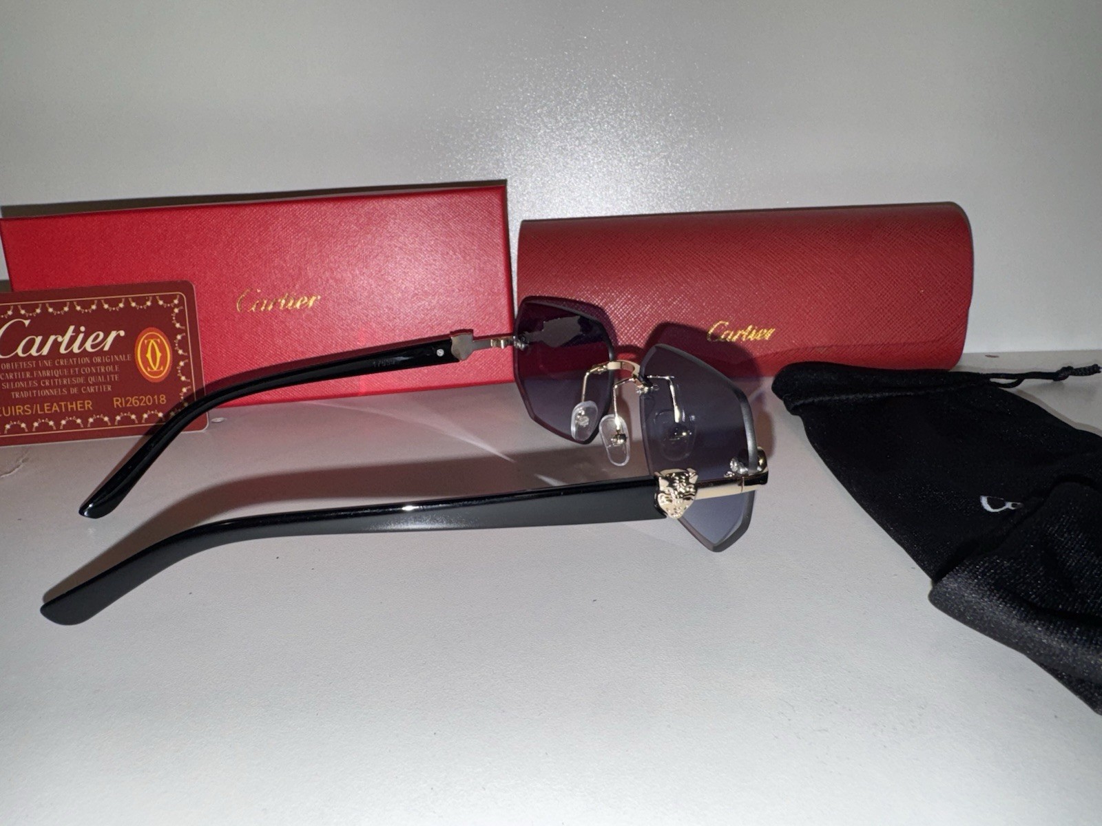 Cartier Big C Diamond Cut Blue Frameless Lens