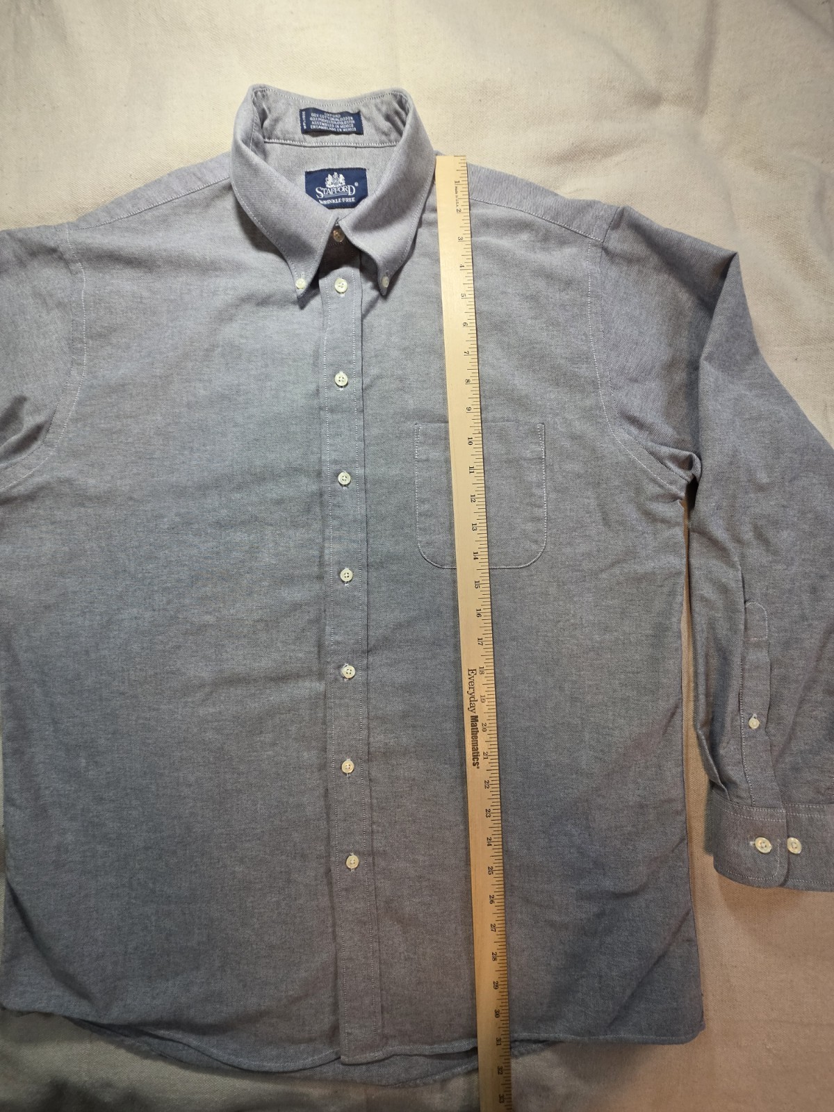 Stafford Men’s Long Sleeve Button Light Blue Shirt 16 1/2