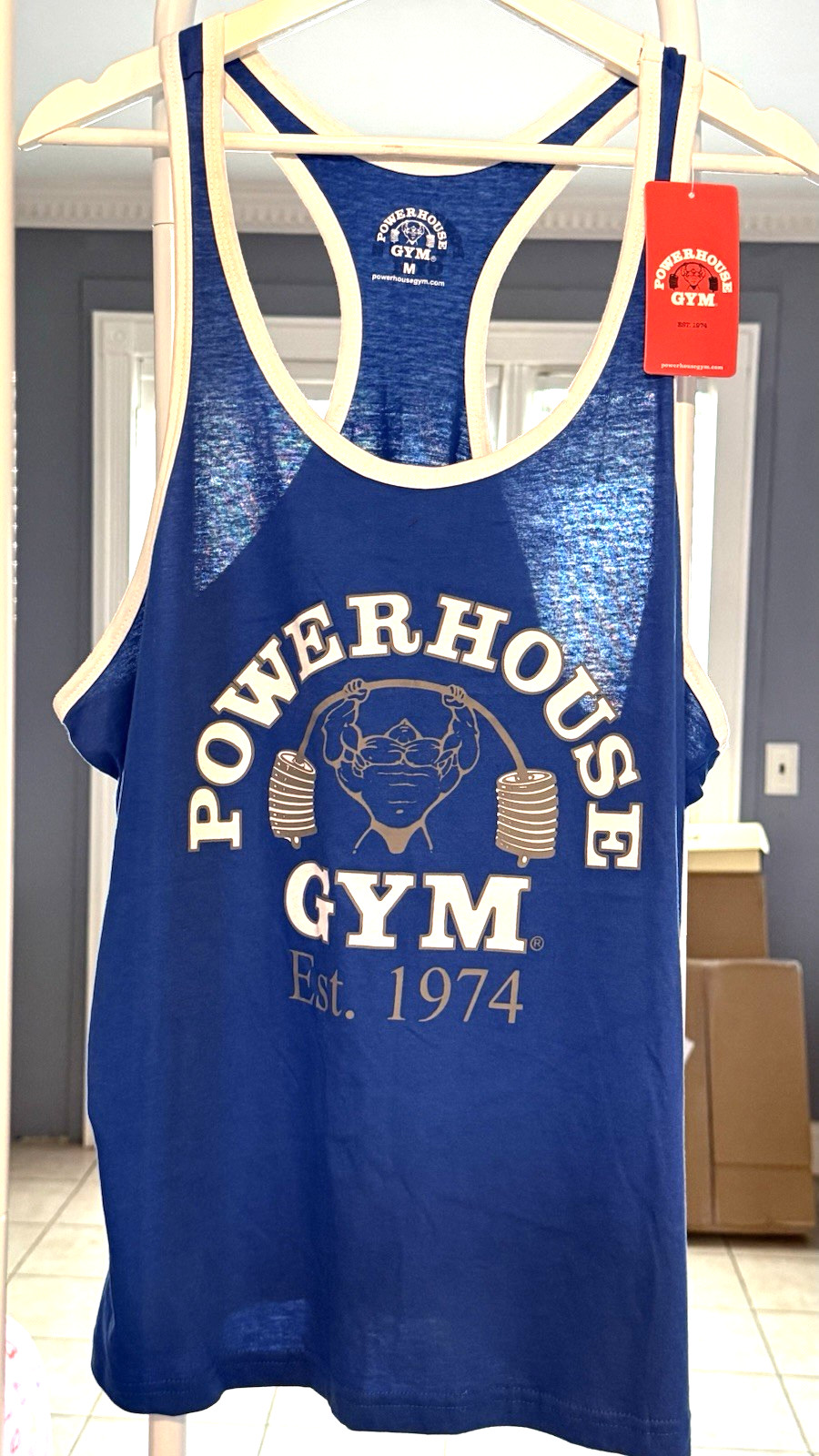 RARE Vintage Powerhouse Gym MEDIUM ROYAL BLUE Stringer Style Tank Top *NEW TAGS*