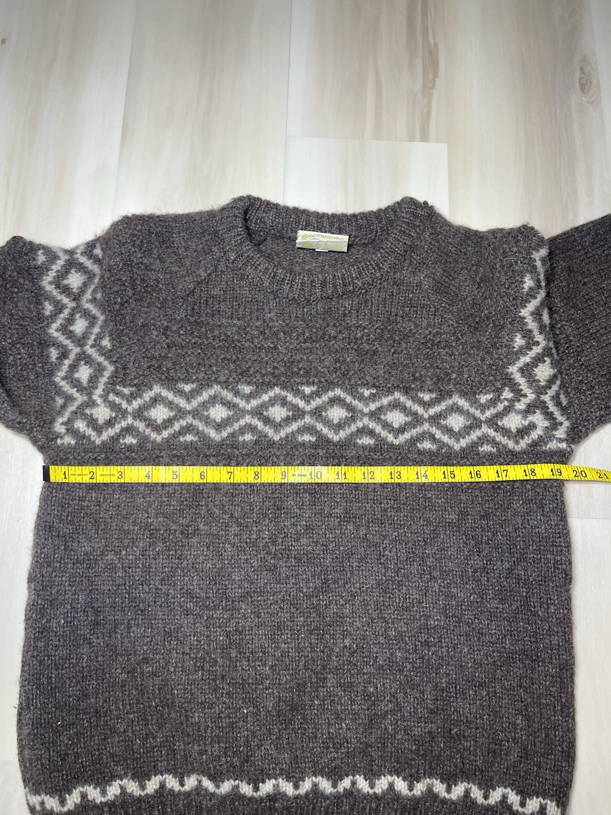 Vintage GAELTARRA Hand Loomed WoolSweater Size 42 (107cm) Brown & Cream Ireland
