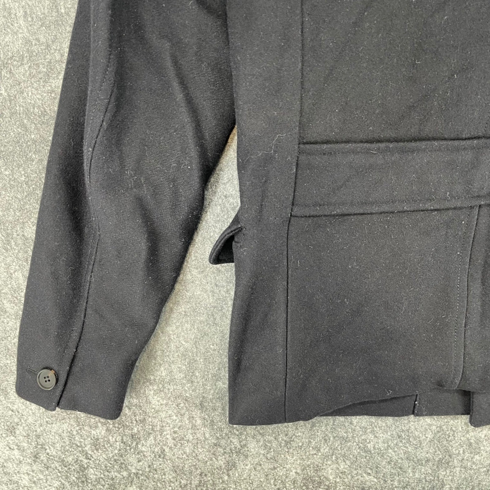 AllSaints Jacket Mens 38 Peacoat Black Wool Blend Italian