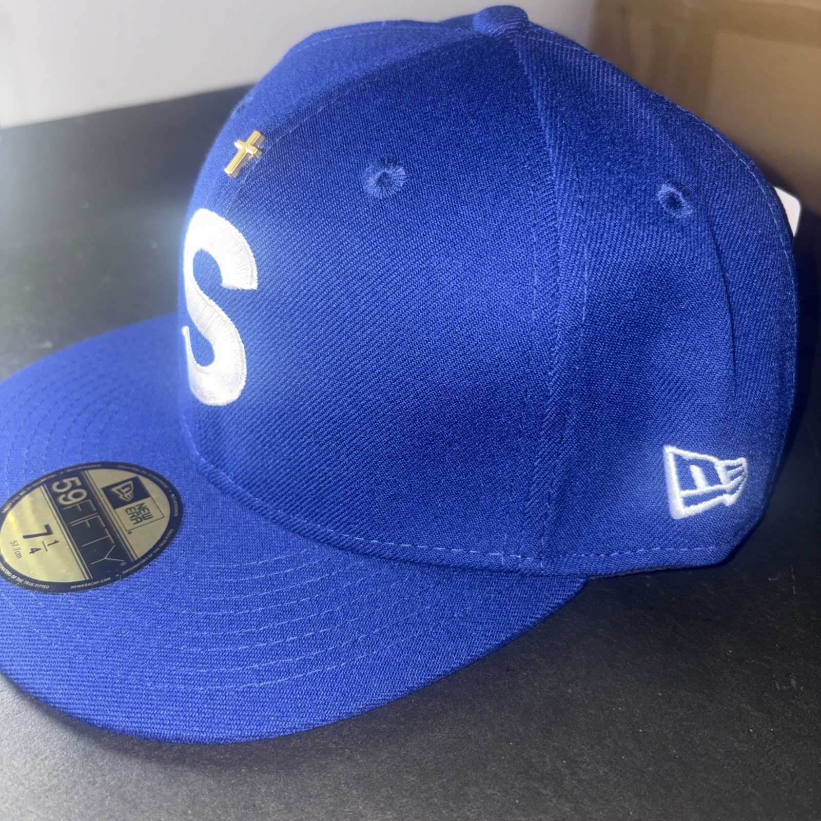 New Era 59Fifty Supreme S Logo SFitted Hat Size 71/4 blue