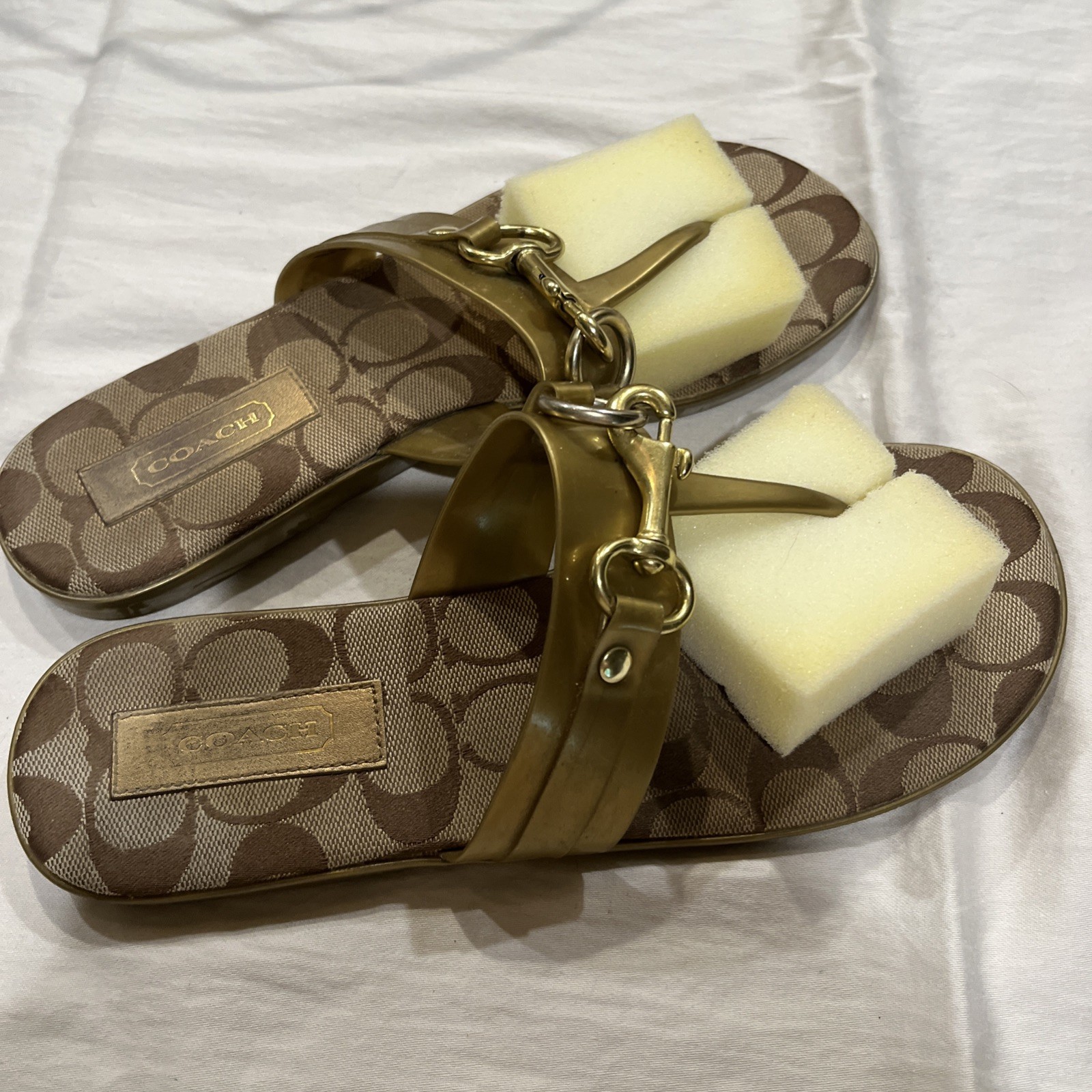 Coach Rikki Jelly And Canvas Sandals Sz 8