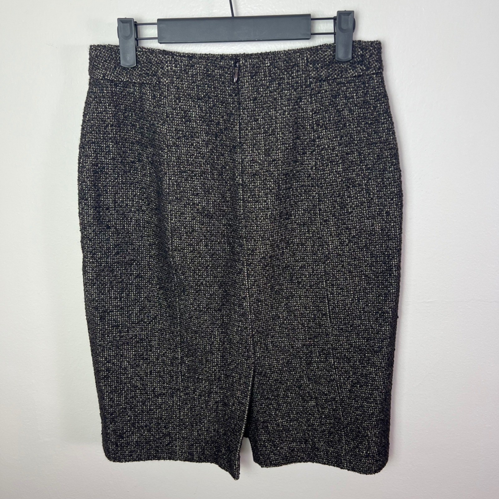 Ann Taylor Fine Italian Fabric Wool Blend Pencil Skirt Black Brown, Size 4