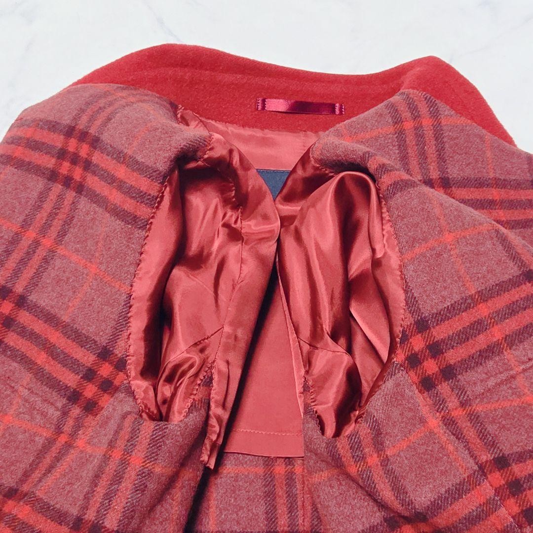 Burberry Cashmere Coat Nova Check Red L