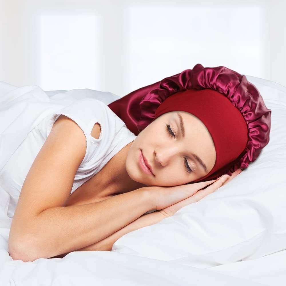 4 Pack Extra Long Satin Sleep Cap for Long Hair Dreadlock Night Sleep Bonnet