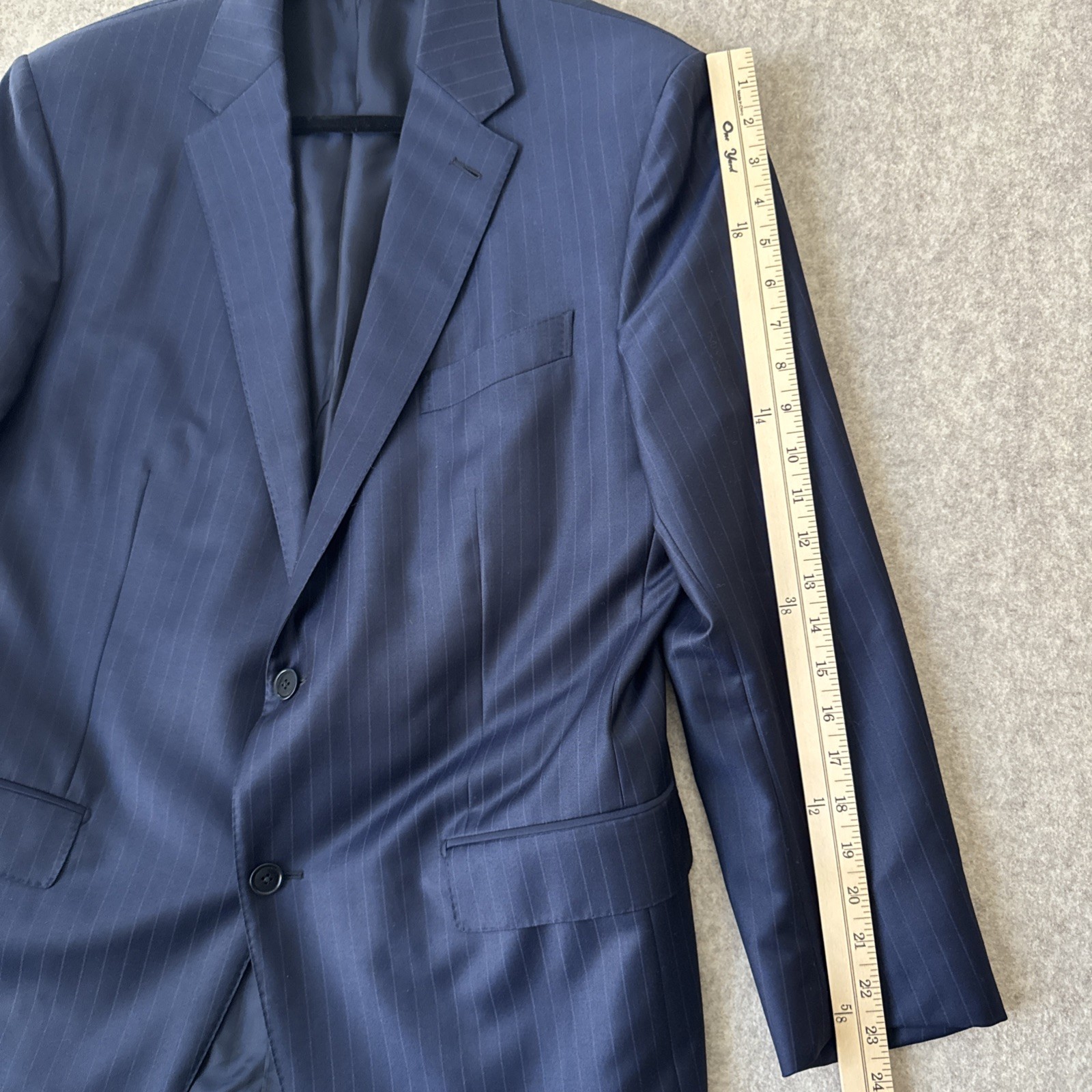 Ermenegildo Zegna Trofeo Suit Mens 54L Blue Pinstriped Wool 36×32 Tailored Fit