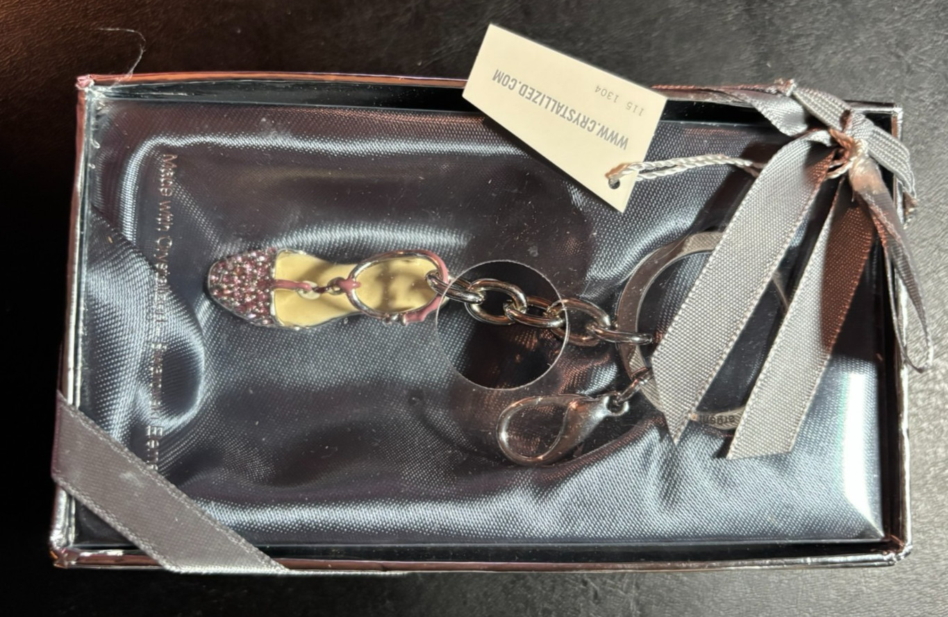 Swarovski Crystallized High Heel Shoe Key Ring in Original Satin Box, unopened