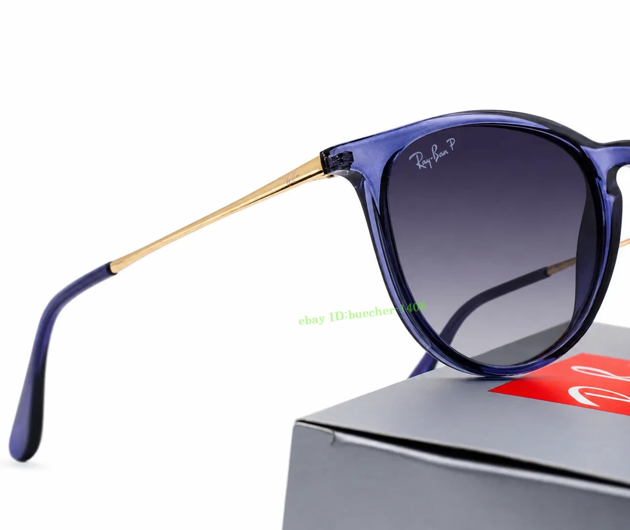 *New* RB4171 6592/T3 Erika Ray-Ban Polarized Sunglasses Grey Lenses Blue Frame