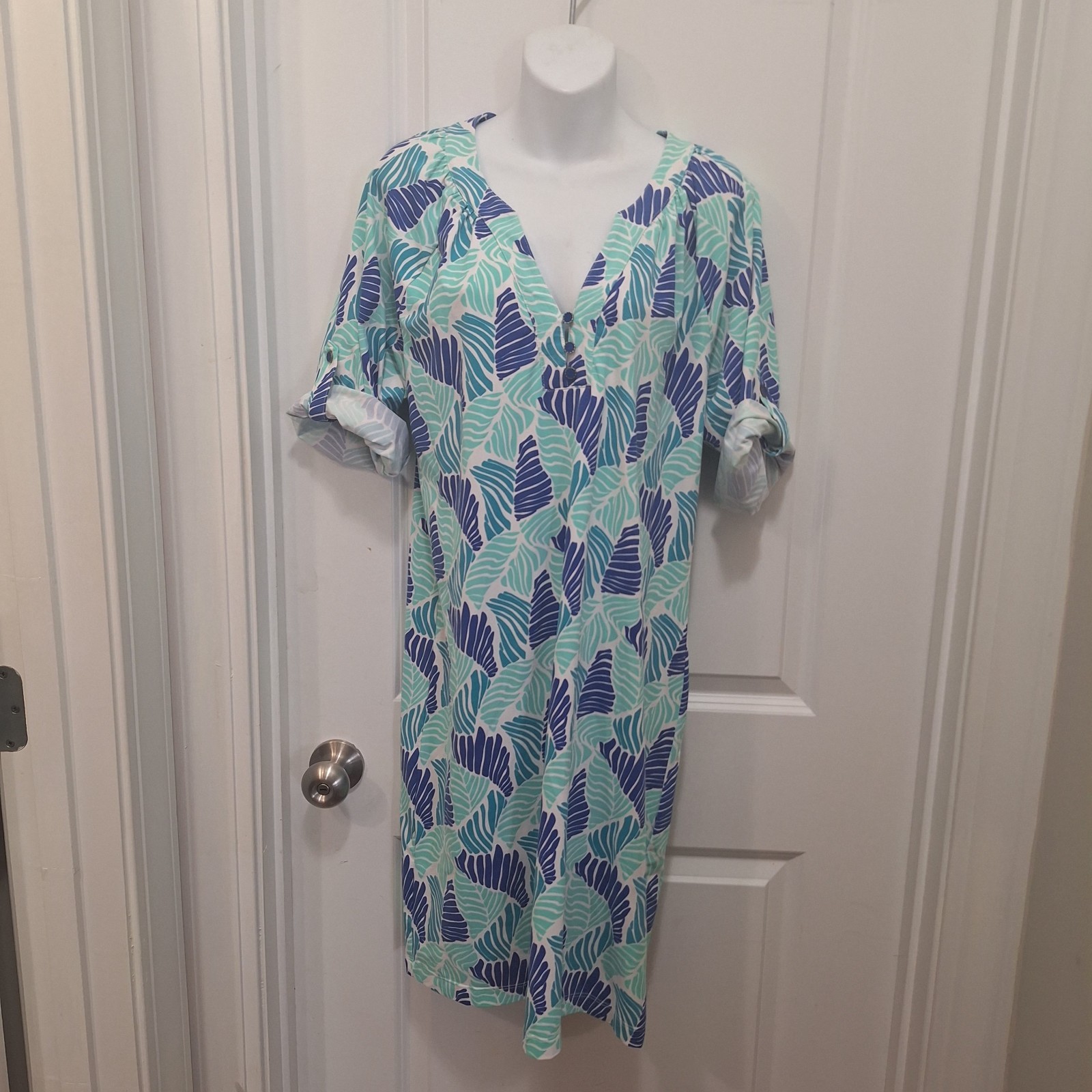 Roll Tab Sleeve Casual Summer Dress by britt Size L