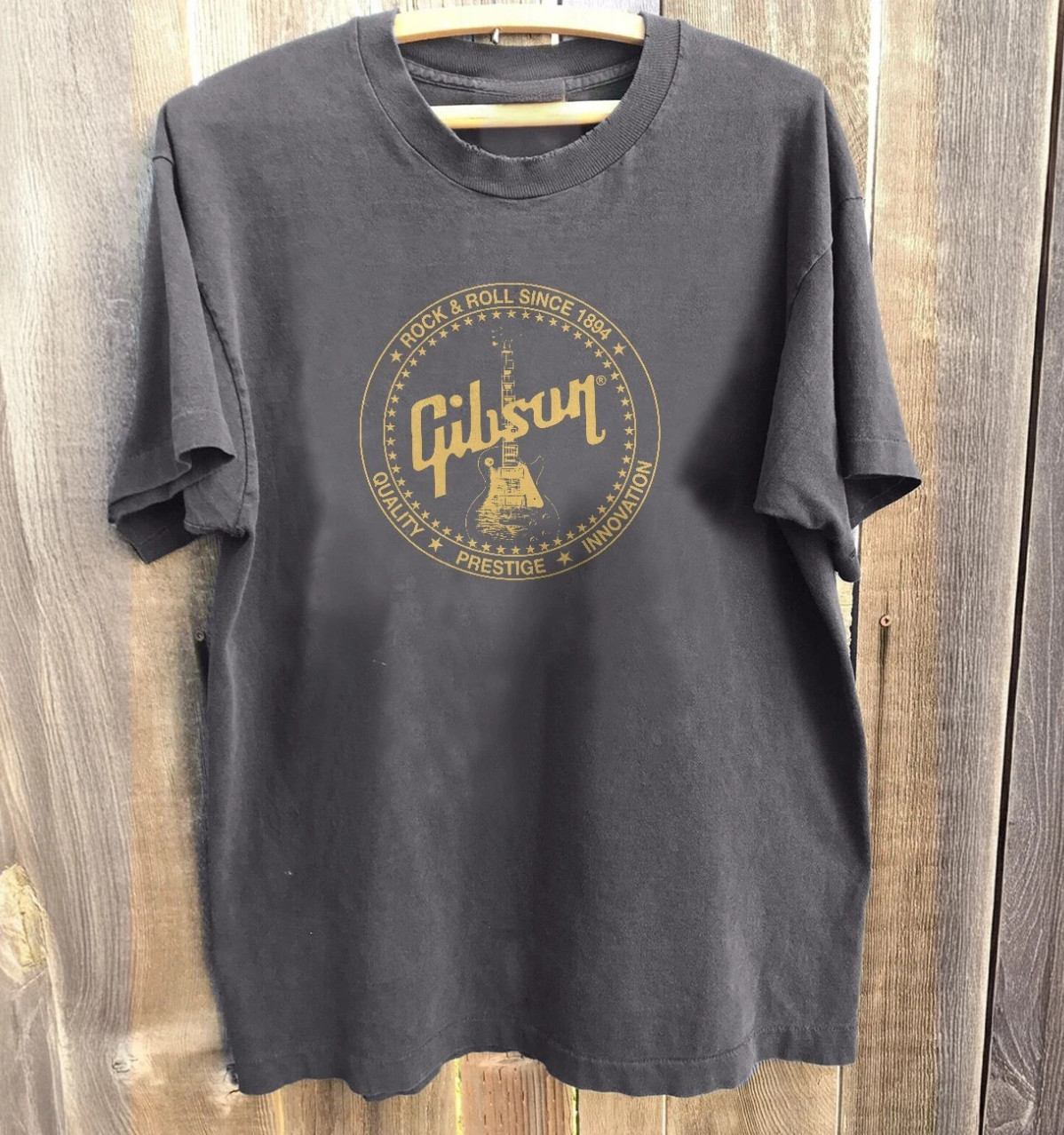 NEW! RARE Gibson Les Paul Guitar Music Charcoal Heavy Cotton T-Shirt Size S-5XL