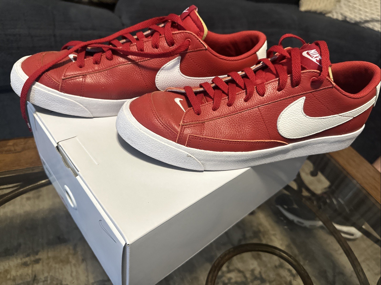 Nike Men’s Low Top Blazers, Size 13 Custom, Red And White Worn Once. 9