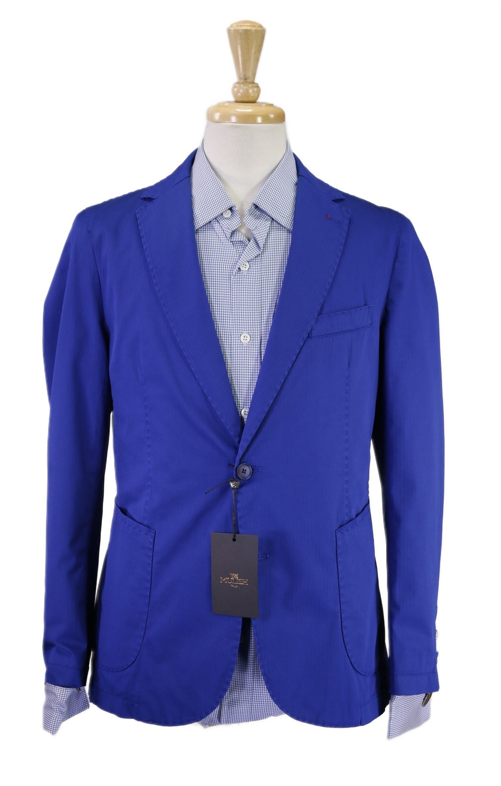 Mulish Italia Royal Blue Cotton Patch Pocket Unstructured Blazer Jacket 38S