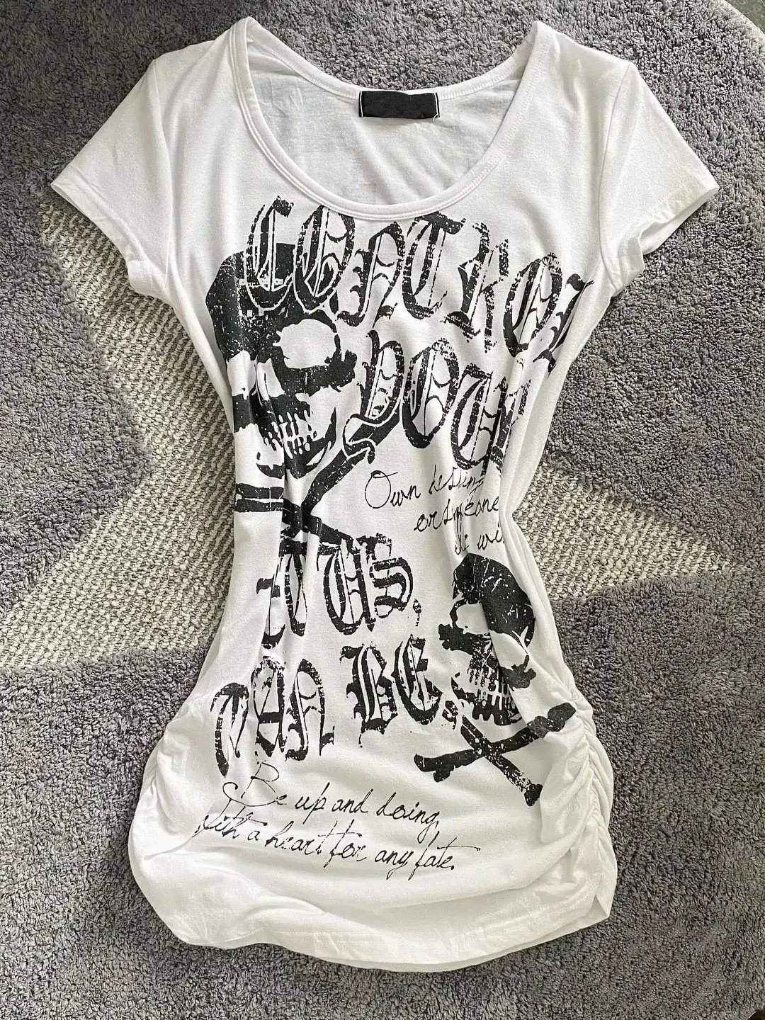 Y2K Grunge Emo Alt Punk Fitted Graphic Top 2000s Slim Fit Tee Womens Shirt S-XL