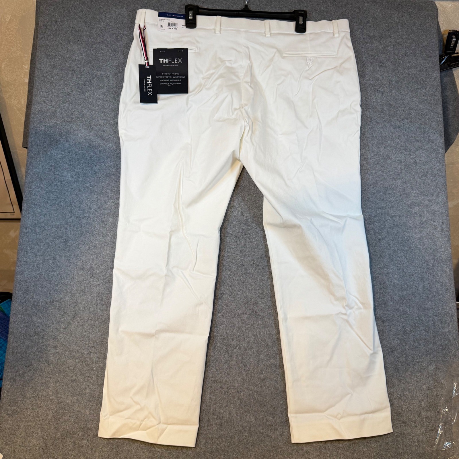 Tommy Hilfiger Mens THFlex Tate-TH White Stretch Trousers 42W x 30L TTEAPH1A0025
