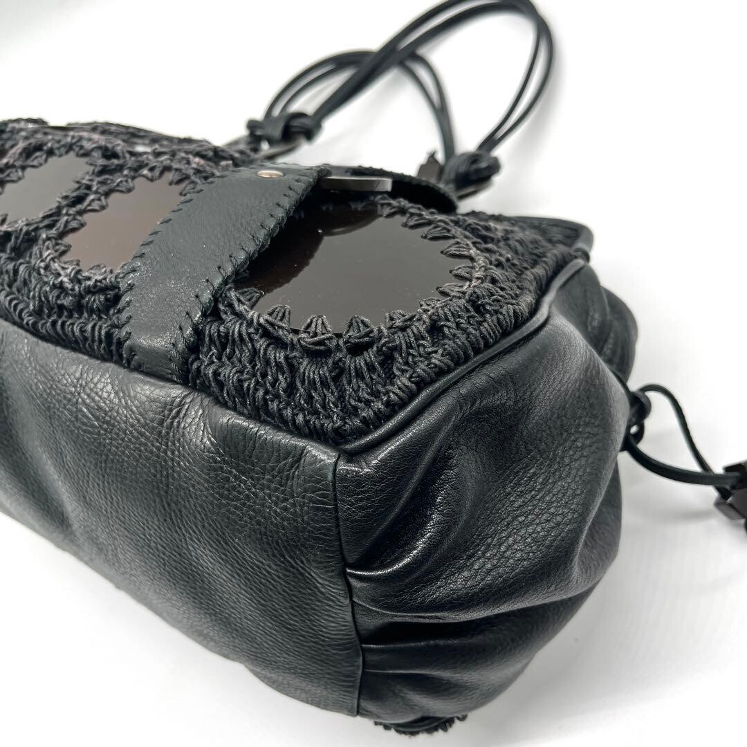 JAMIN PUECH Handbag Art Bag Leather Black Authentic From Japan
