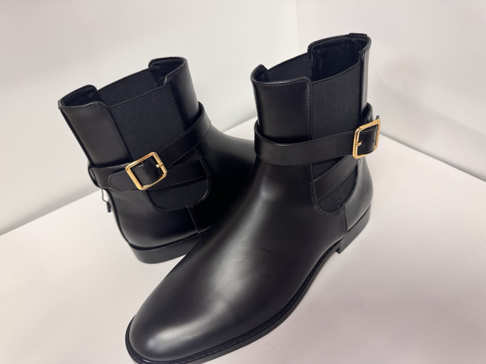 MANGO ANKLE BOOTS WITH ELASTIC PANEL AND BUCKLE WOMENS Sizes 40 NEW NO BOX