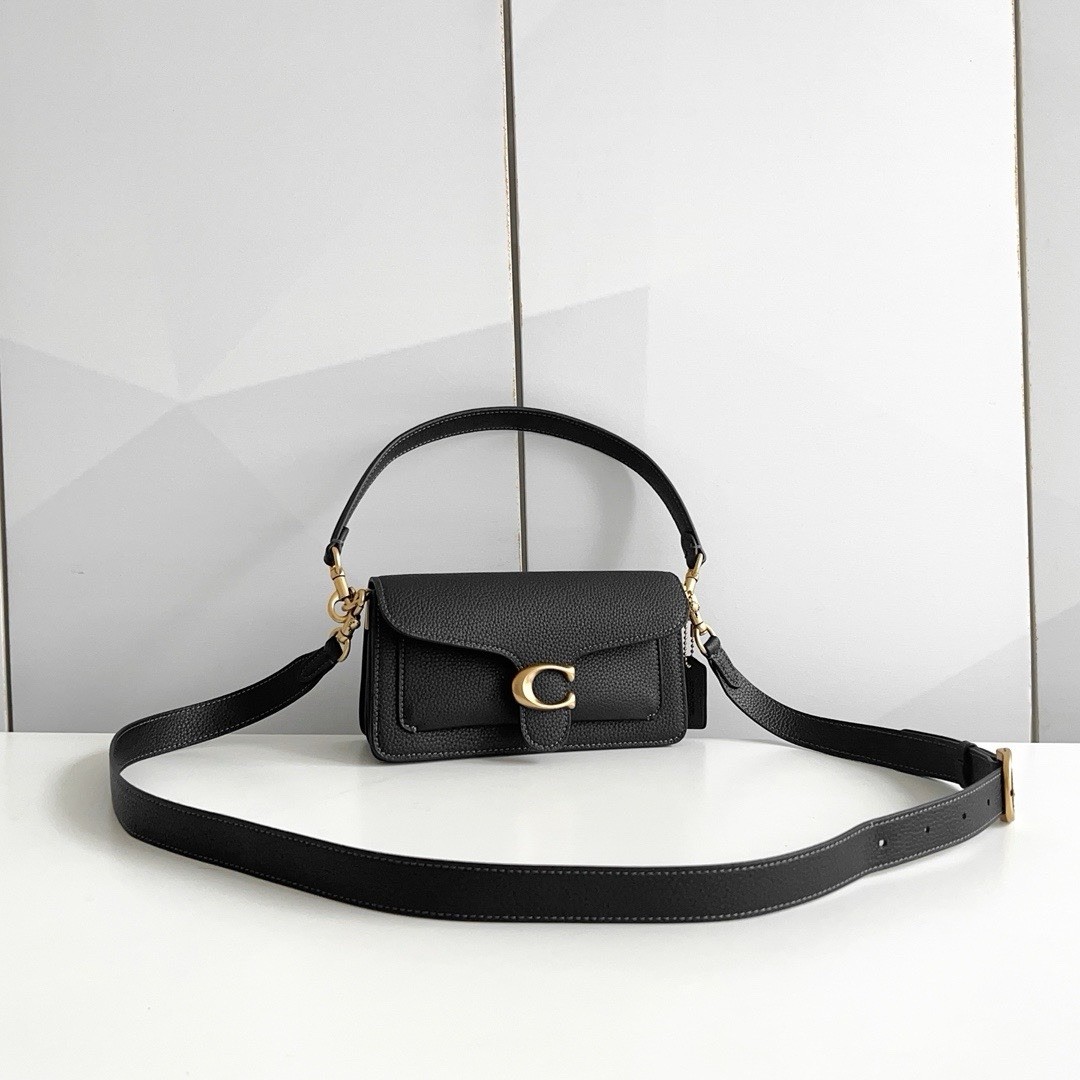 COACH Tabby Shoulder Bag 20 CM546 Pebbled Leather Black Crossbody Handbag New