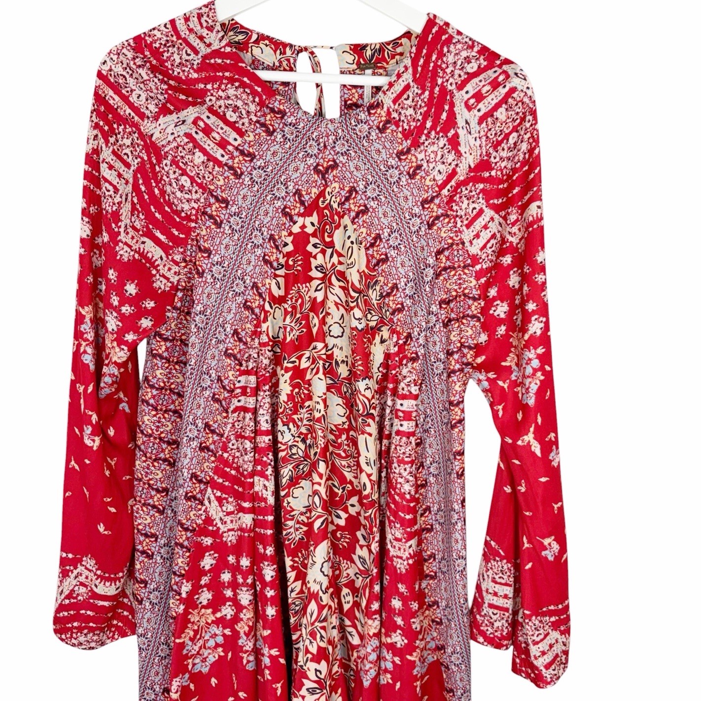 Free People Stevie Printed Tunic Mini Dress Red ob1252142