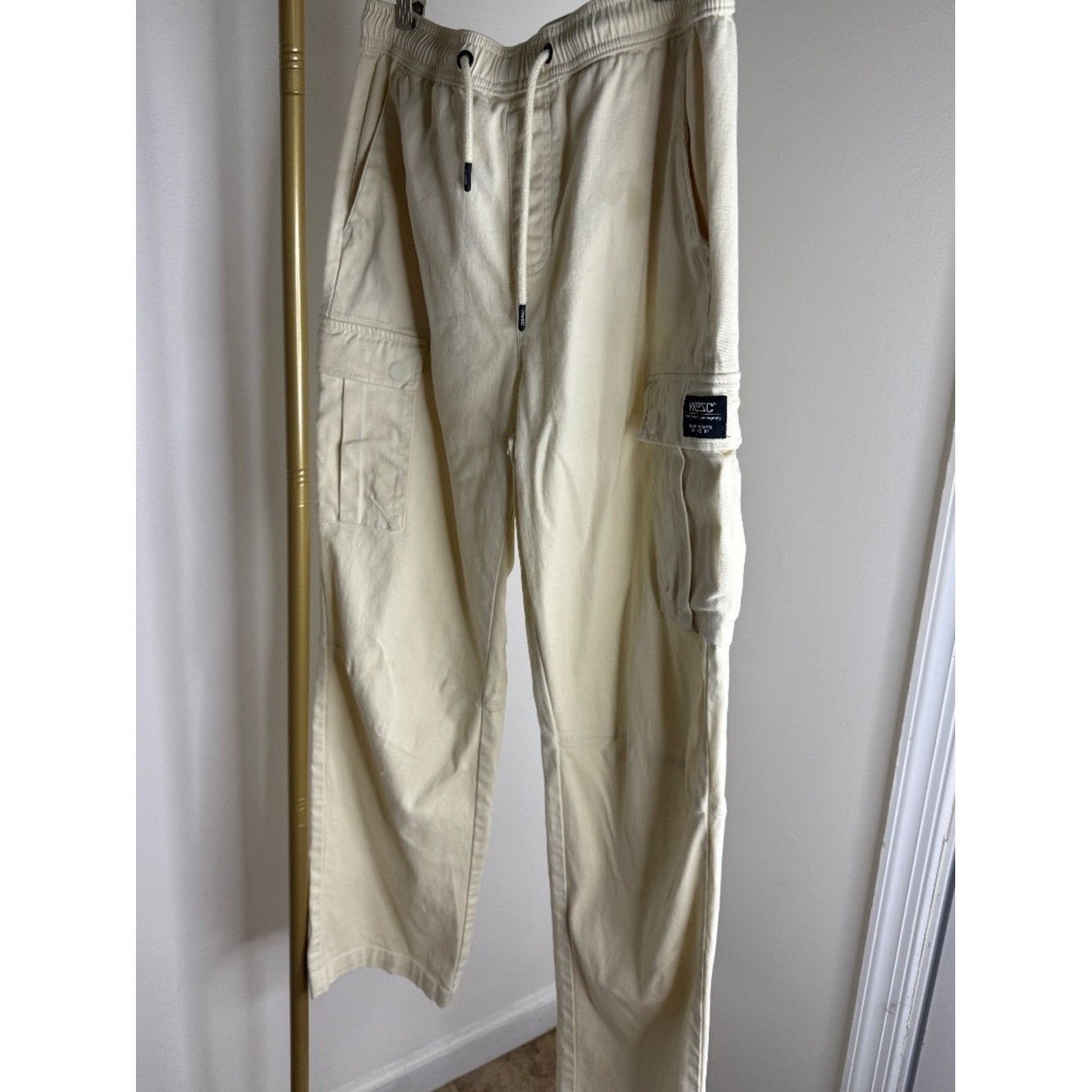 WeSC Cream Cargo Jogger Pants Women’s Large Relaxed Utility Streetwear