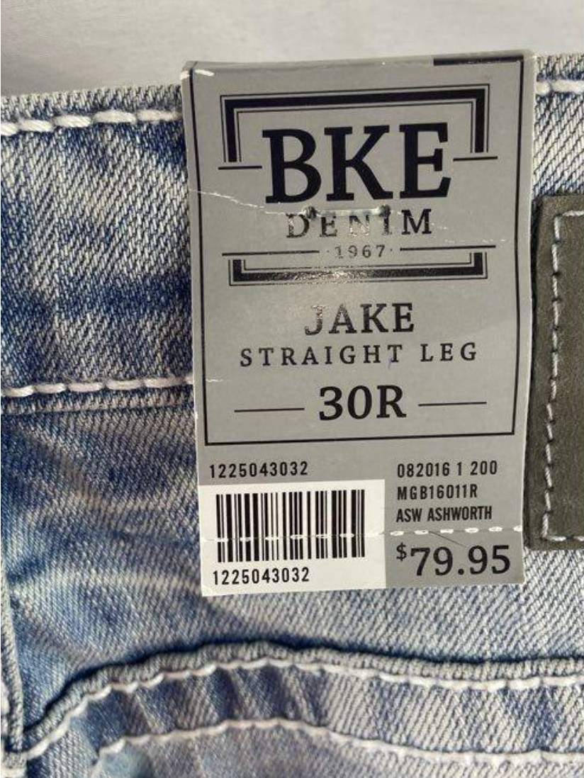 NWT BKE Men’s Light Blue Wash Straight Jean 30R