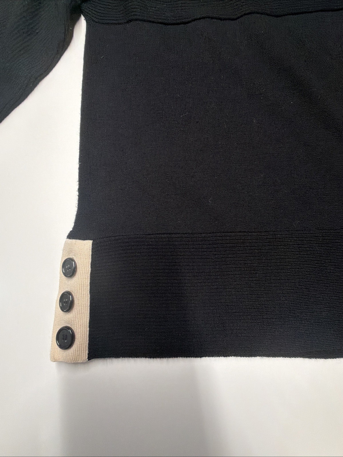 Gwen Stefani L.A.M.B. sweater Black With White Trim And Black Buttons