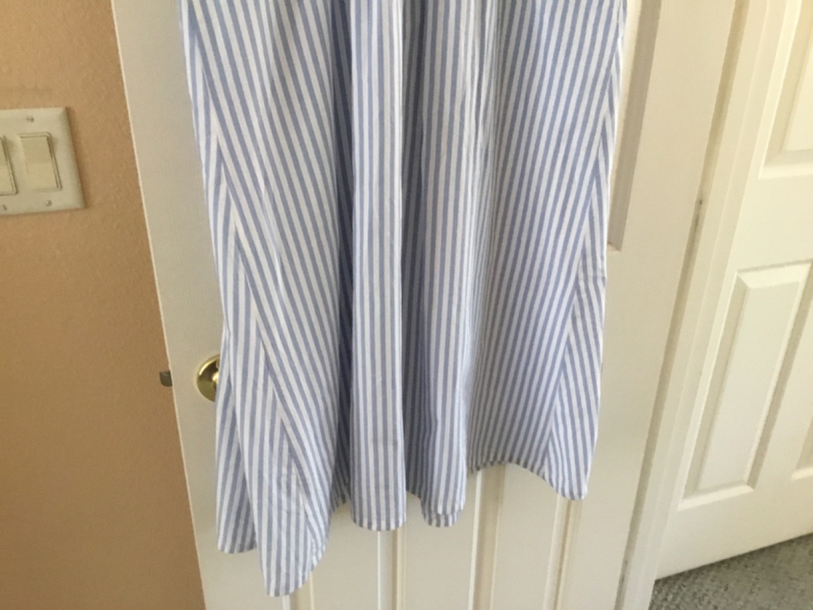 Sonoma A-line midi shirt dress 100% cotton- size L – blue and white stripes