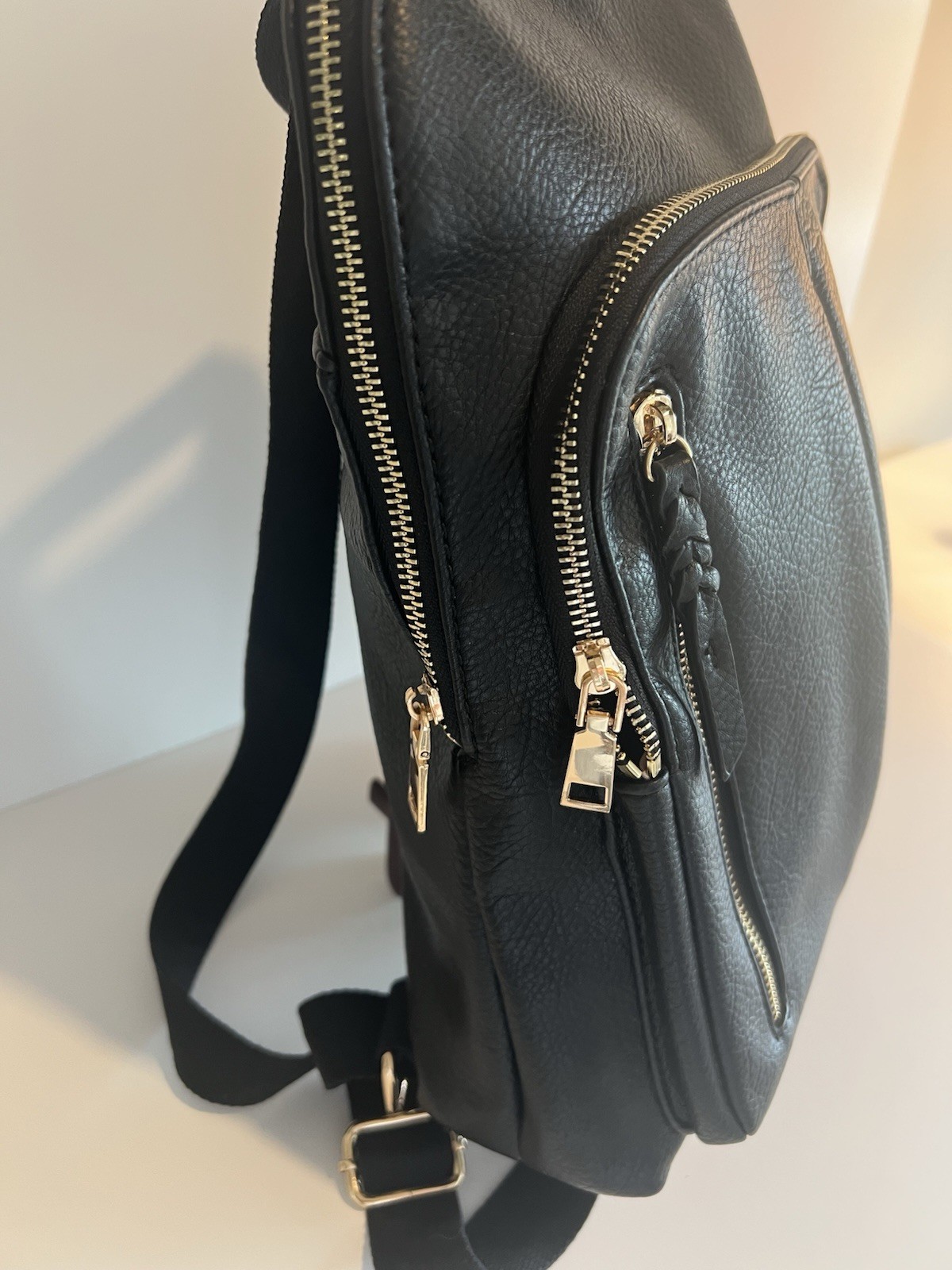 Black Vegan Leather Backpack Purse | Clean Girl Minimalist Citycore Sleek Chic