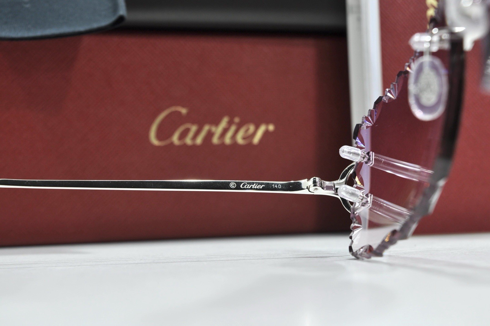 Cartier rimless sunglasses piccadilly glasses Diamond Cut BIG C silver Frame