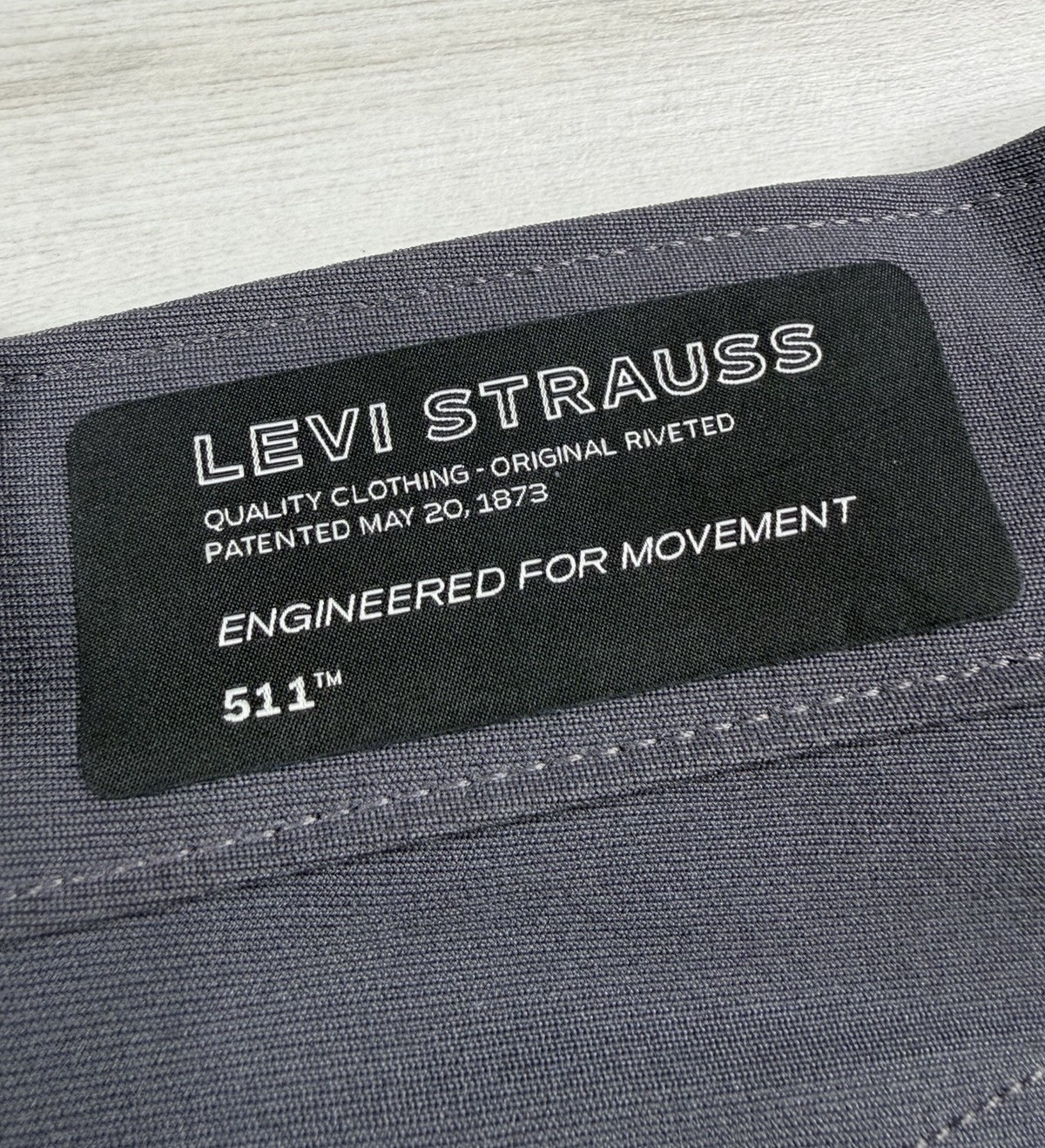 Levis 511 Slim Tech Pants Gray Performance Stretch UPF 50 Quick Dry 32×32 NWT