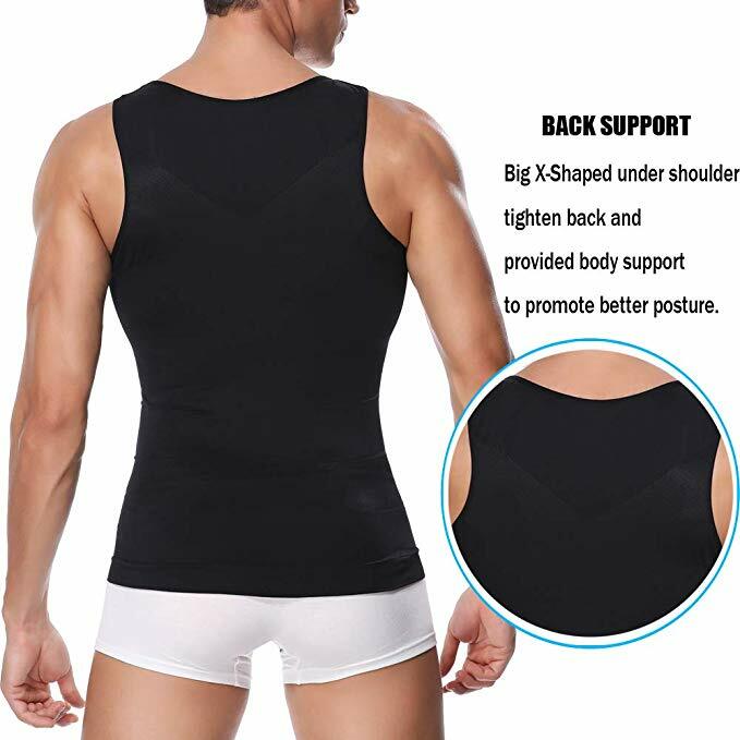 Mens Slim Body Compression Tummy Shaper Belly Shapewear Waist Girdle Shirt Vest