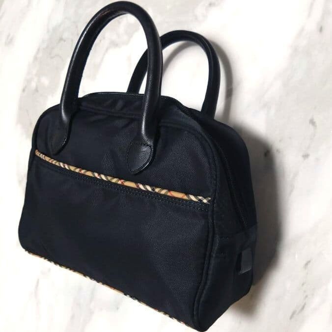 Burberry GOLF Mini Handbag Black Nova Check Women Double Handle 21.5cm