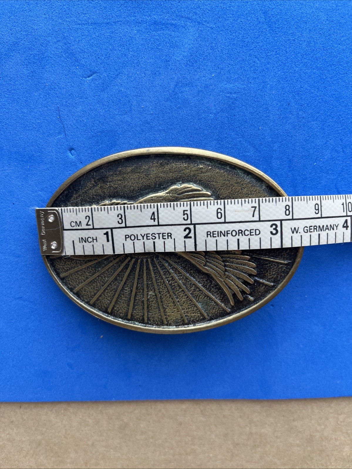 Vtg 70’s BTS Brass Belt Buckle American Bald Eagle Solid Patriotic USA Nature 3″