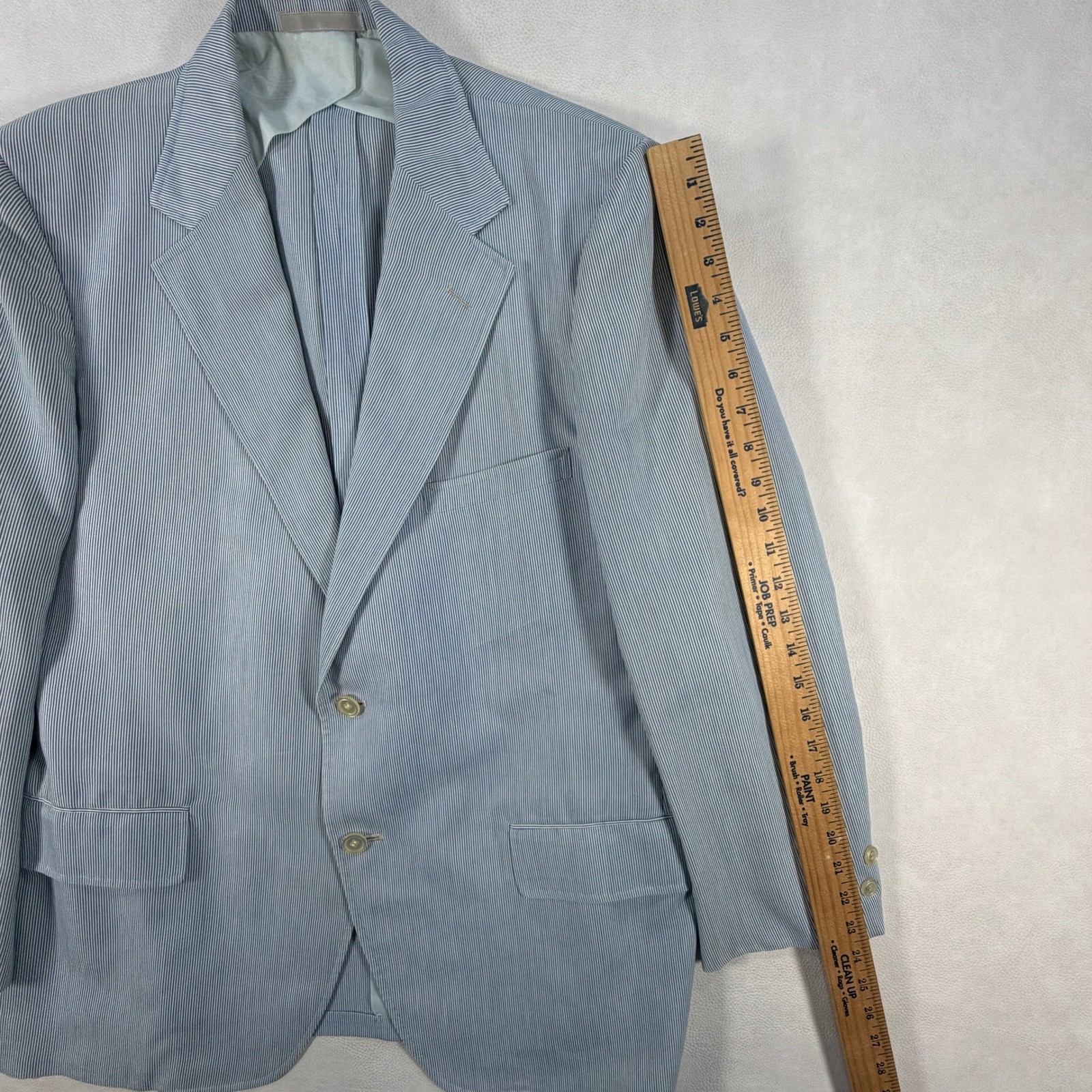 Vintage Haspel Seersucker Blazer 42R Mens Blue White Pinstripe Coat Suit Jacket