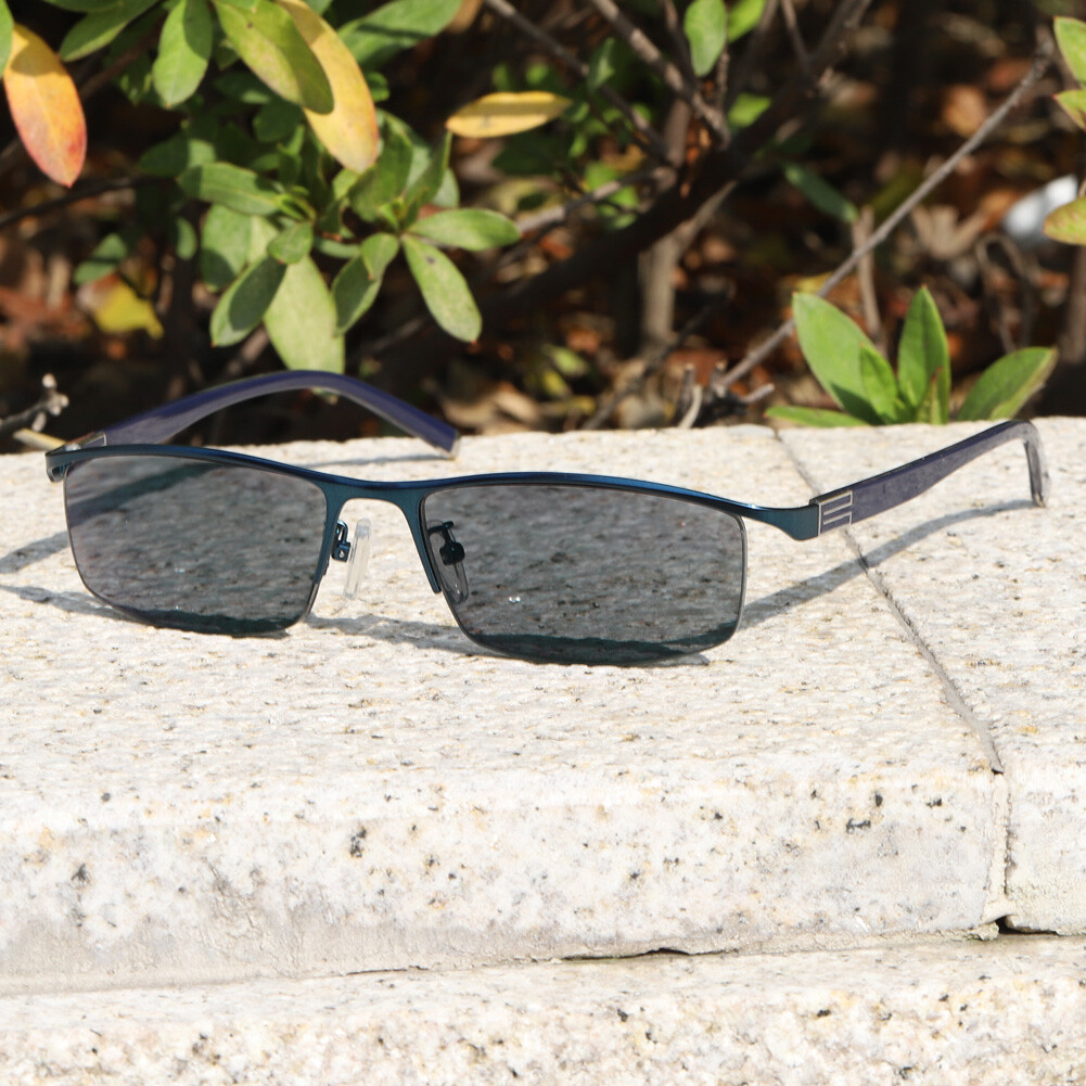 Classic Men Semi Rimless Photochromic Single Vision Reading Glasses +0.00~+4.00