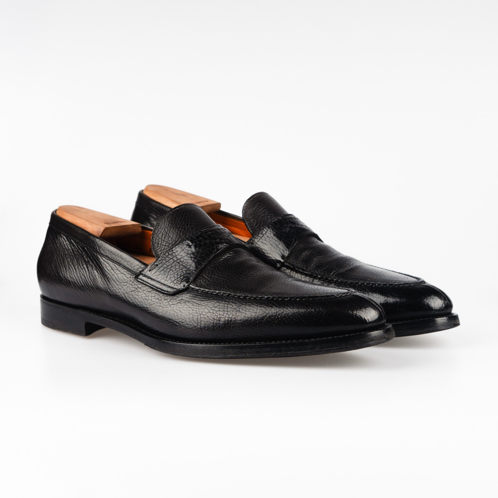 Great $1250 Santoni Gray Loafers Leather Shoes 10,5UK / 11,5US / 44,5EU