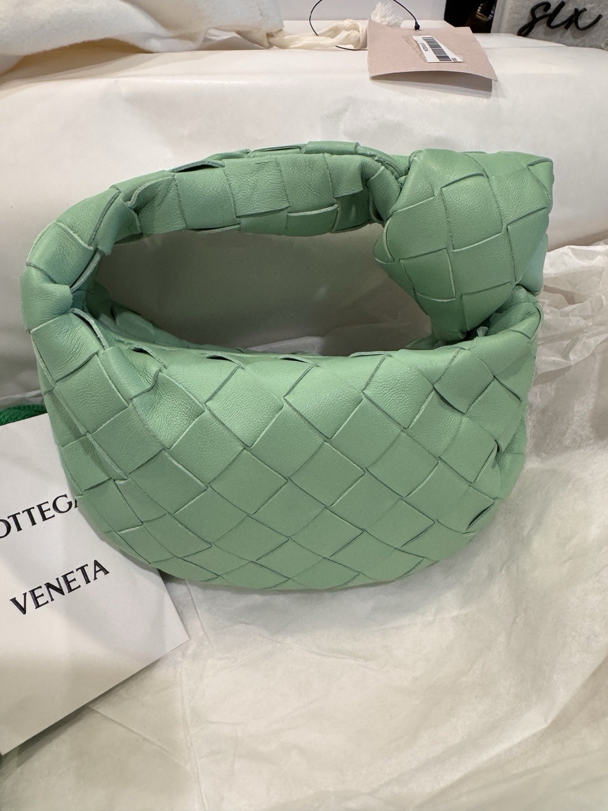 Bottega Veneta Candy Jodie Intrecciato Green Shoulder Bag Zip Gold +Dust