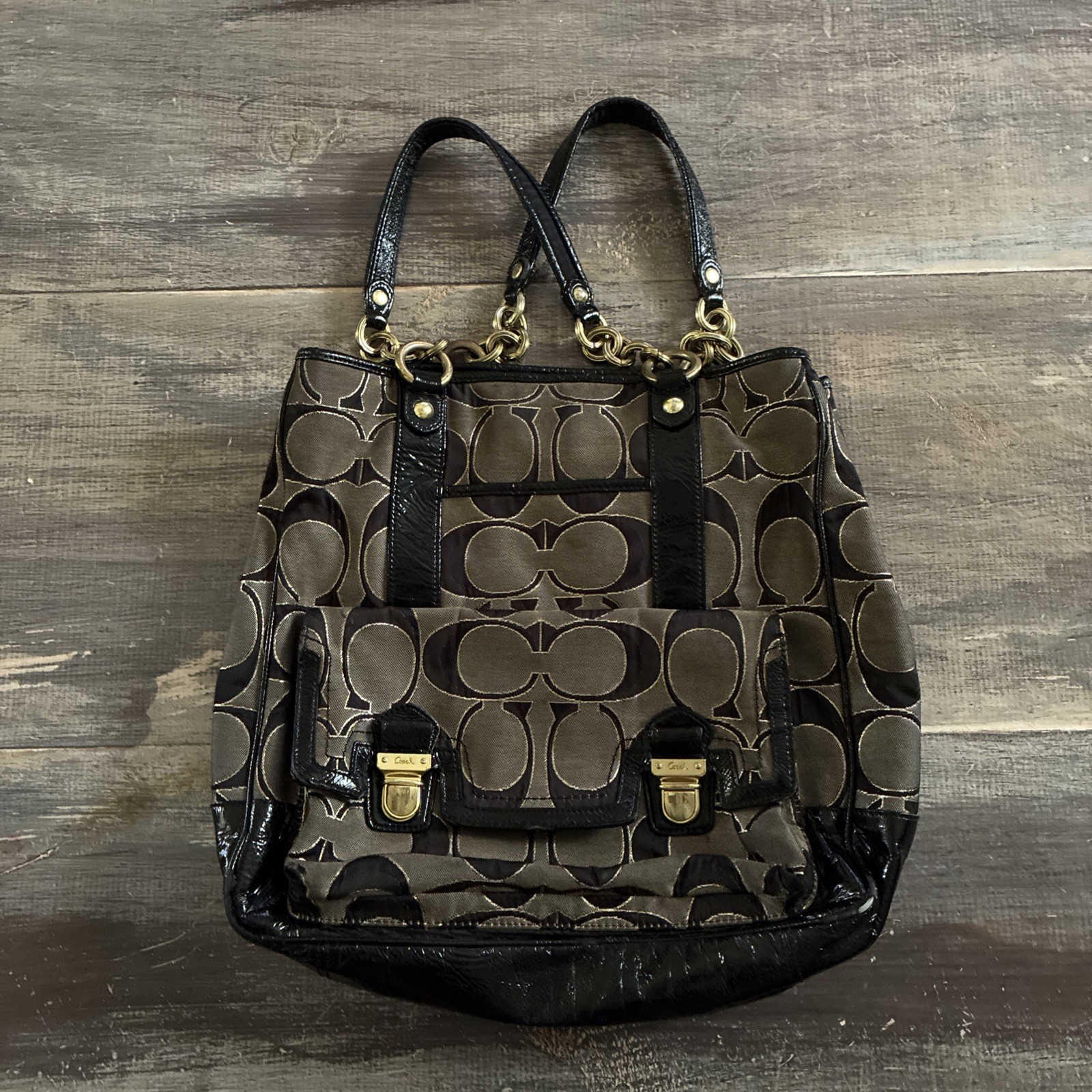 Coach Poppy Lurex D1176-18355 Women’s Tote Bag Pushlock