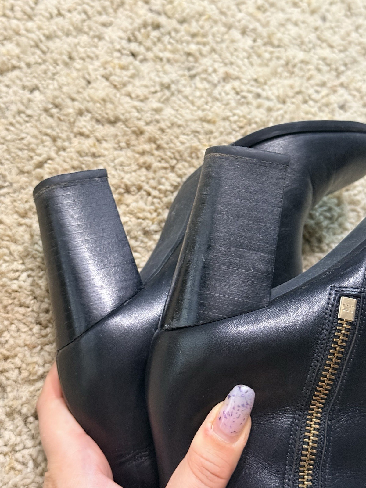 NIB Michael Kors Black Leather Ankle Boots Booties Size 6M Gold Zipper Padlock
