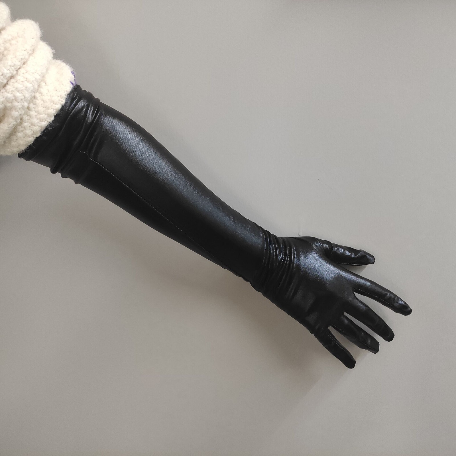 Patent Leather Wet Look Arm Length Gloves Opera Gloves Woman Roleplay Woman New