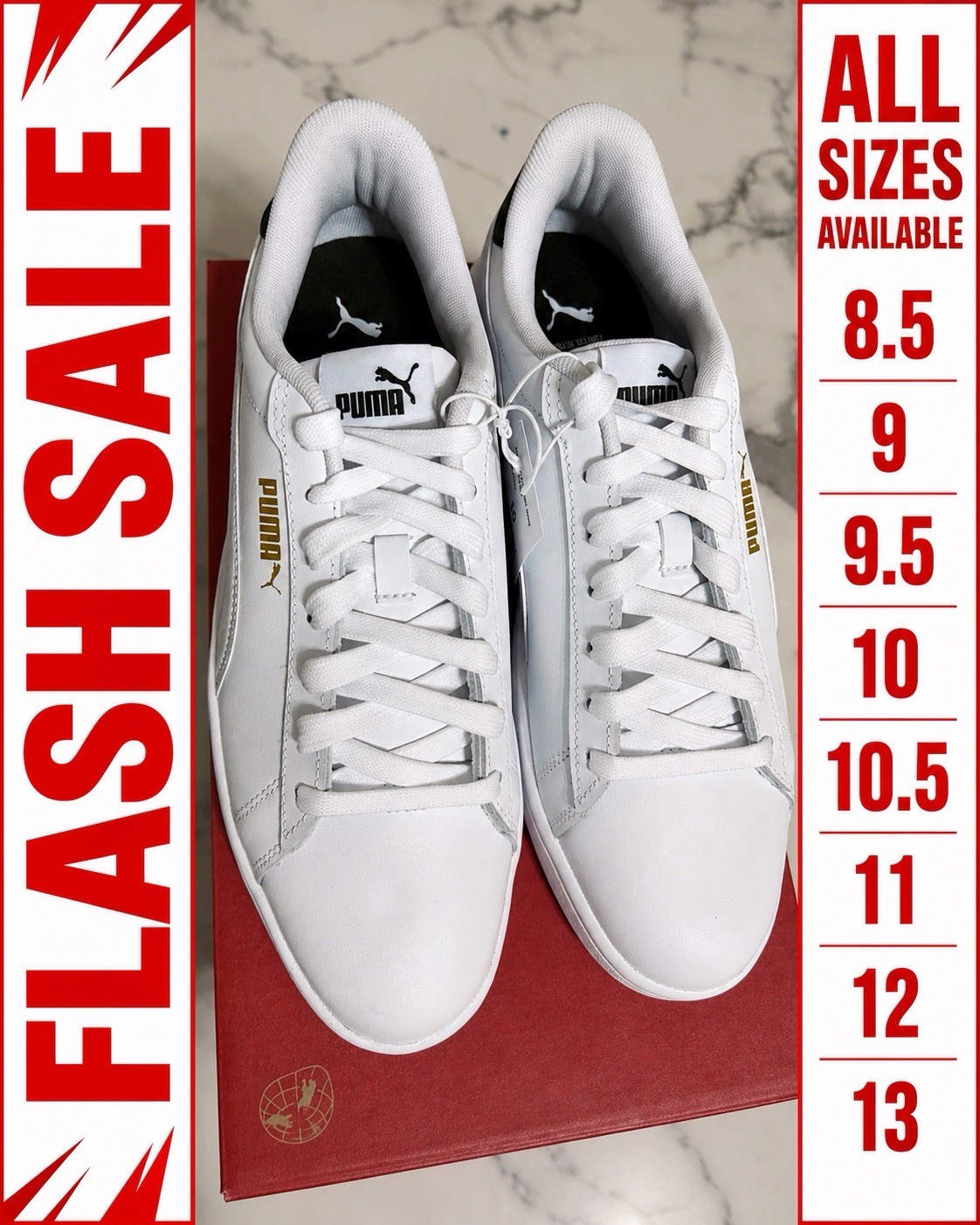 PUMA Ace Court Shoes Men’s White Green Sneakers 406570-01 New In Box Pick Size