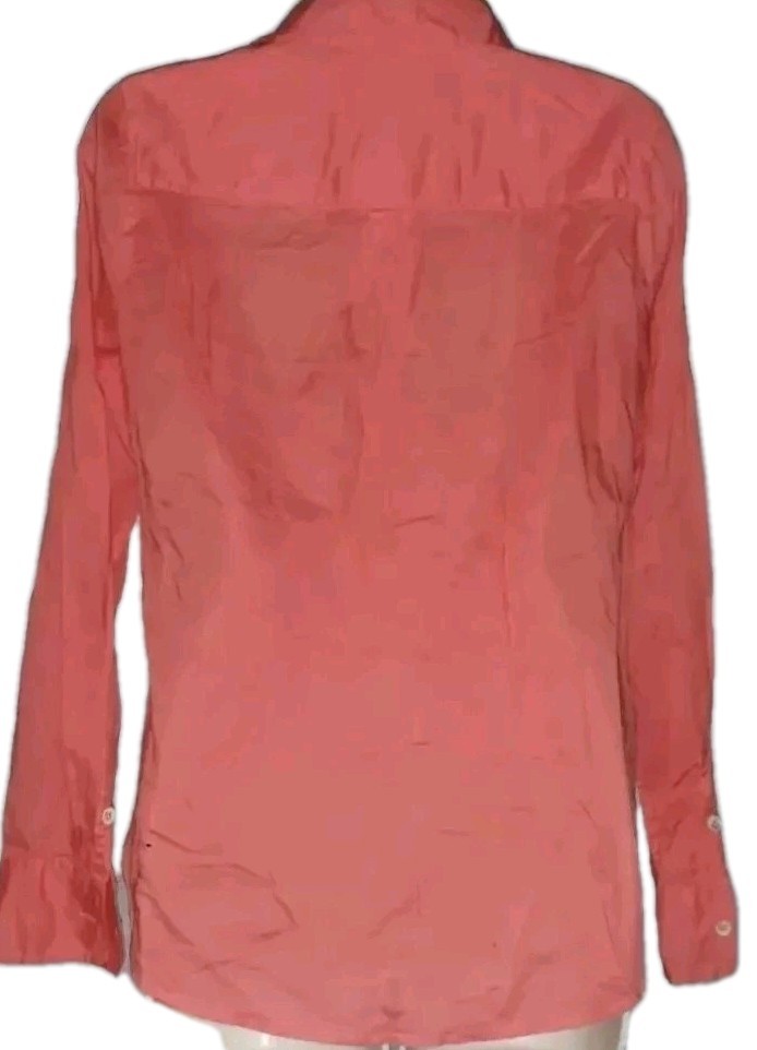 J Crew Button Up Shirt Womans Size 4 Coral Long Sleeves