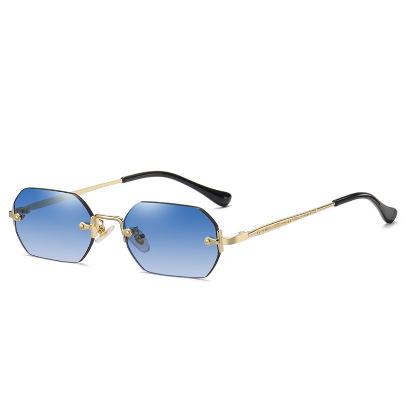 Rimless Polygonal Sunglasses Men Women Fashion Frameless Eyewear Vintage Glasses