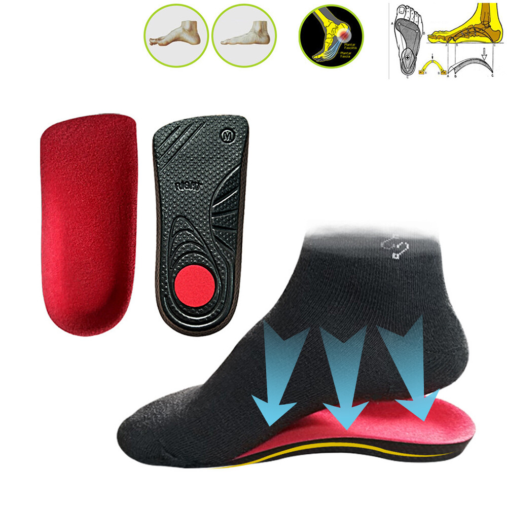 3/4 Orthotic Shoe Insoles Inserts Flat Feet High Arch Support Plantar Fasciitis