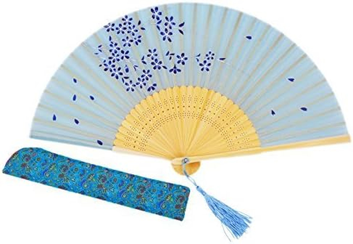 Charming Elegant Modern Woman Handmade Bamboo Silk 8.27″ (21Cm) Folding Fan Pock