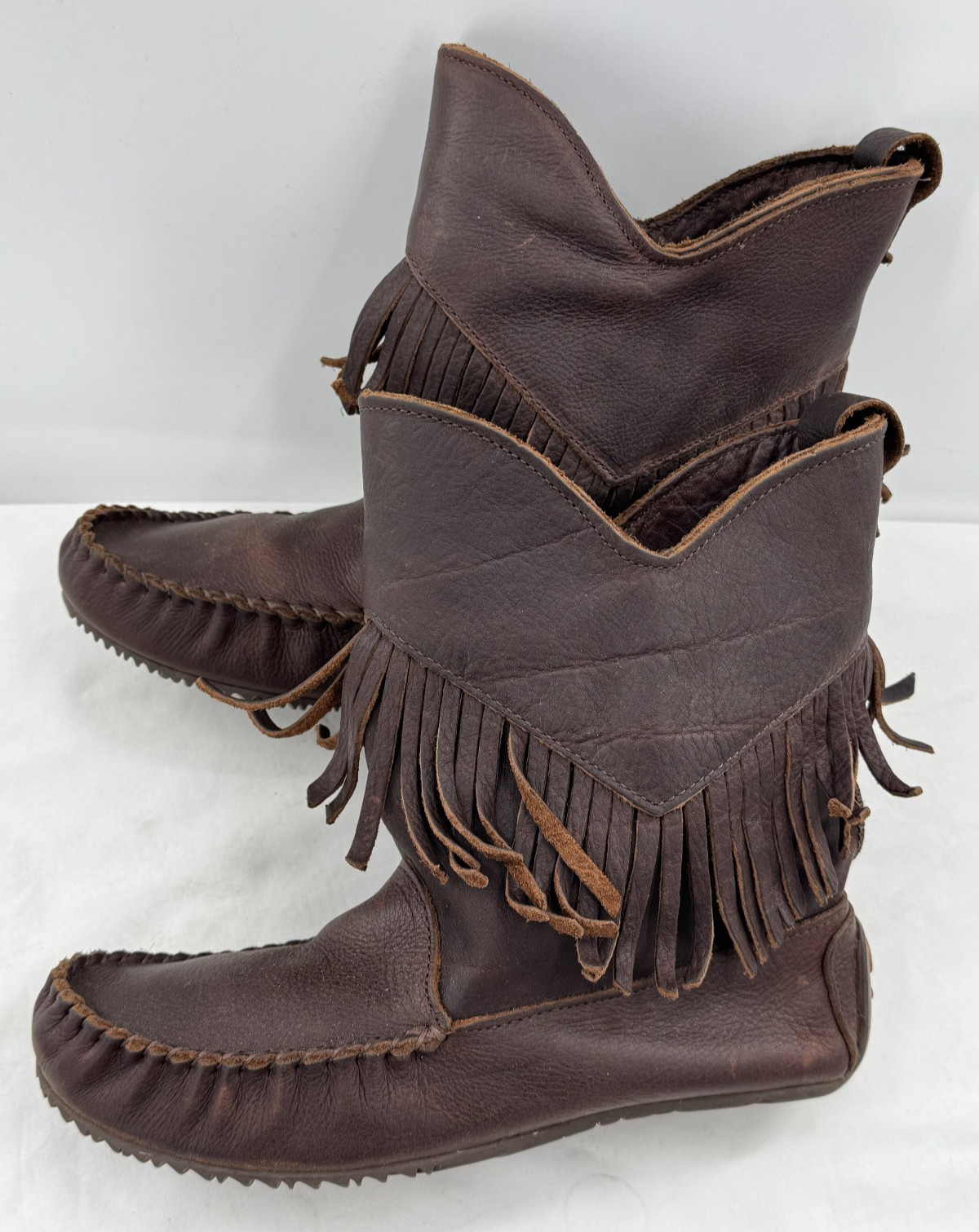 Manitobah Mukluks Indigenous Oiled Leather Dancer Boots Fringe Women’s Sz 8