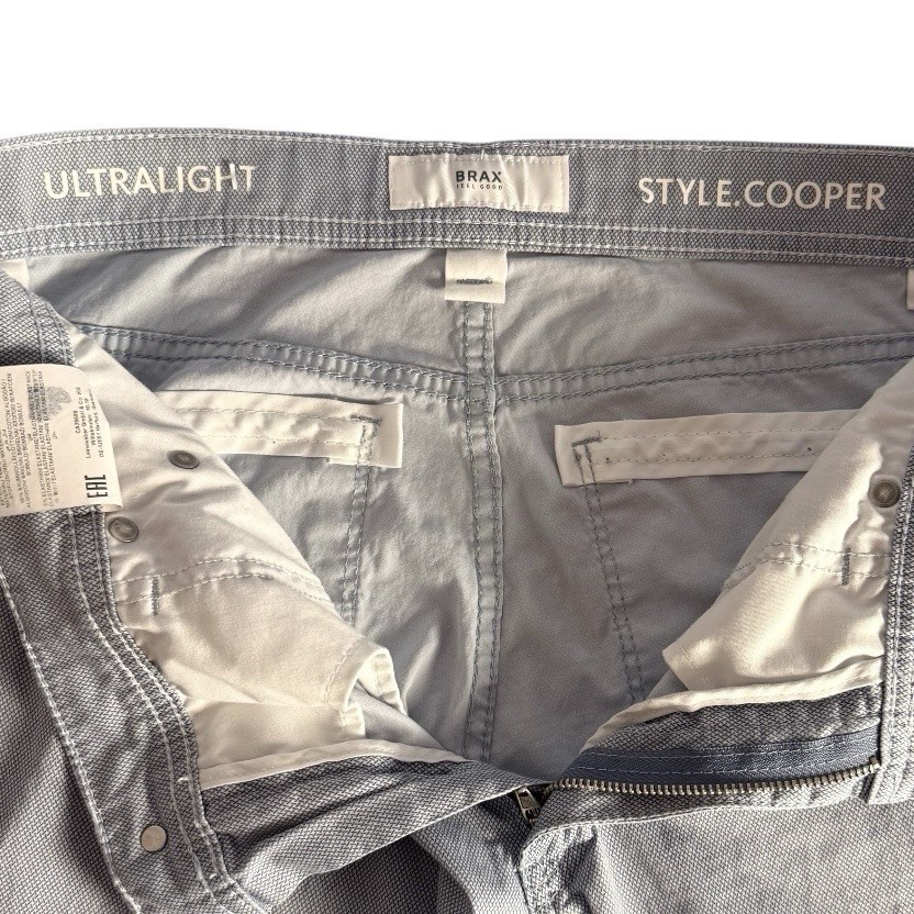 BRAX Cooper Ultralight Men’s Pants Gray Micro Print Stretch 31×32 EU 46